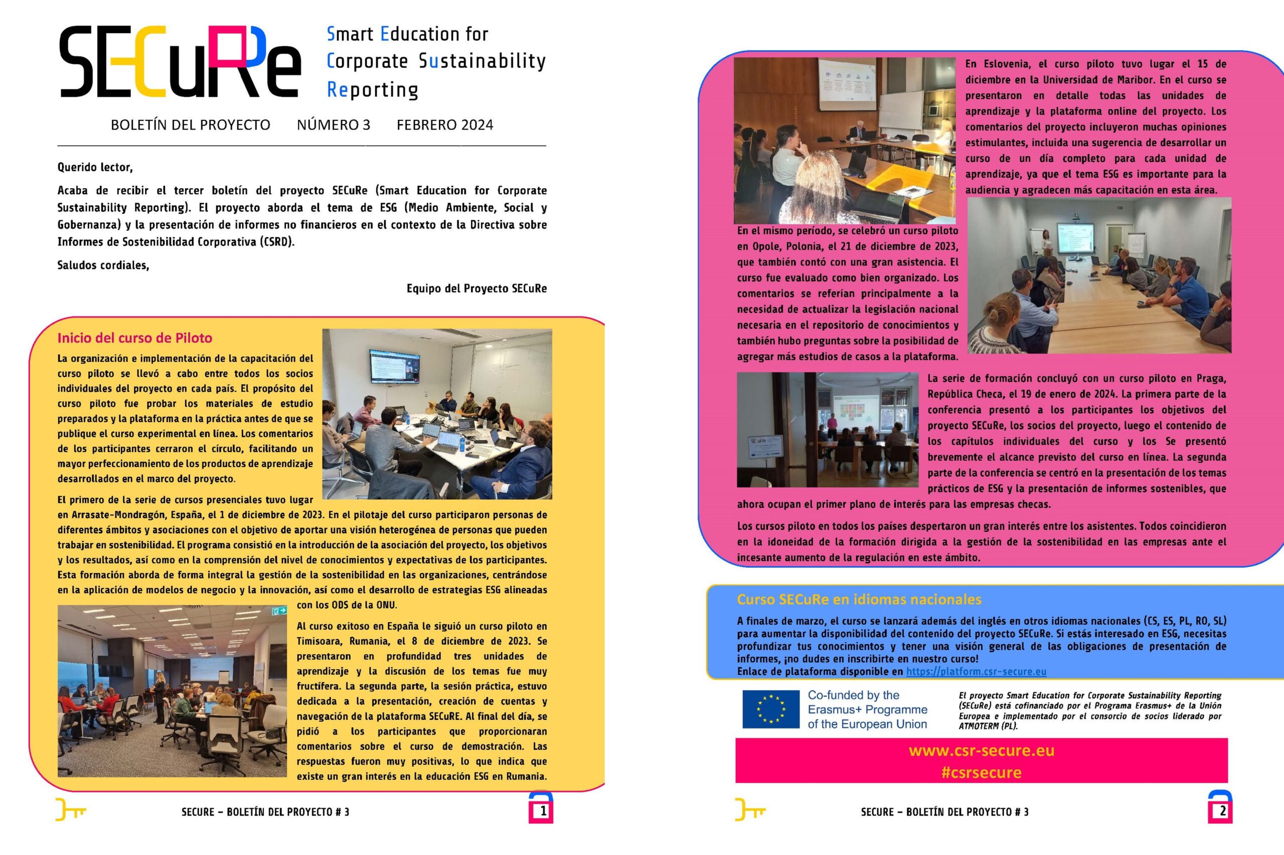 Third Newsletter of the ERASMUS+ SECURE project