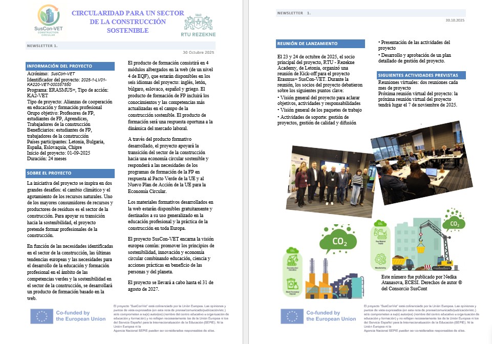 ¡Ya tenemos la primera Newsletter del proyecto SusConVet!
